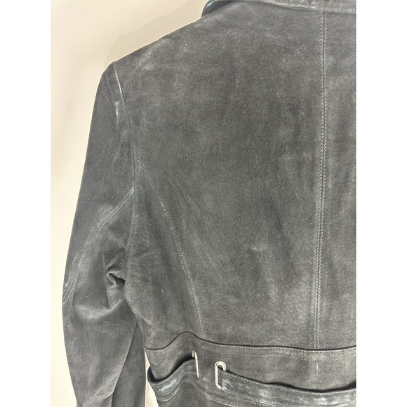 Vtg Margaret Godfrey x Bloomingdale's Suede Leather Belted Trench Coat Womens 14 - Picture 16 of 16